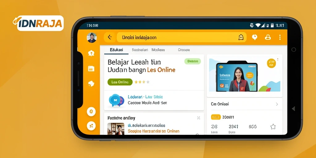 Tampilan antarmuka IDNRAJA dengan fitur Les Online yang interaktif.