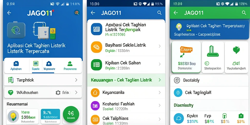 Tampilan antarmuka aplikasi JAGO11 untuk cek tagihan listrik.