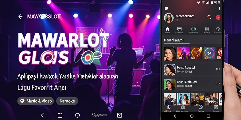 Screenshot aplikasi MAWARSLOT dengan tampilan antarmuka Karaoke yang menarik.