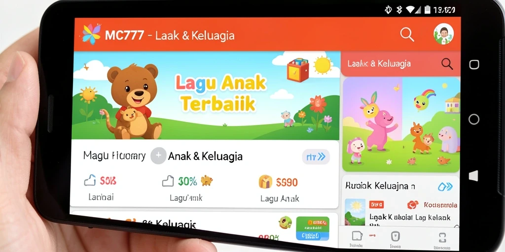 Antarmuka ceria MC777 untuk lagu anak-anak.
