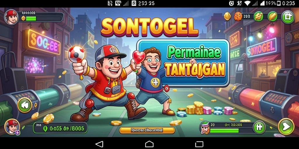 Tampilan antarmuka SONTOGEL dengan grafis menarik dan kontrol sederhana.
